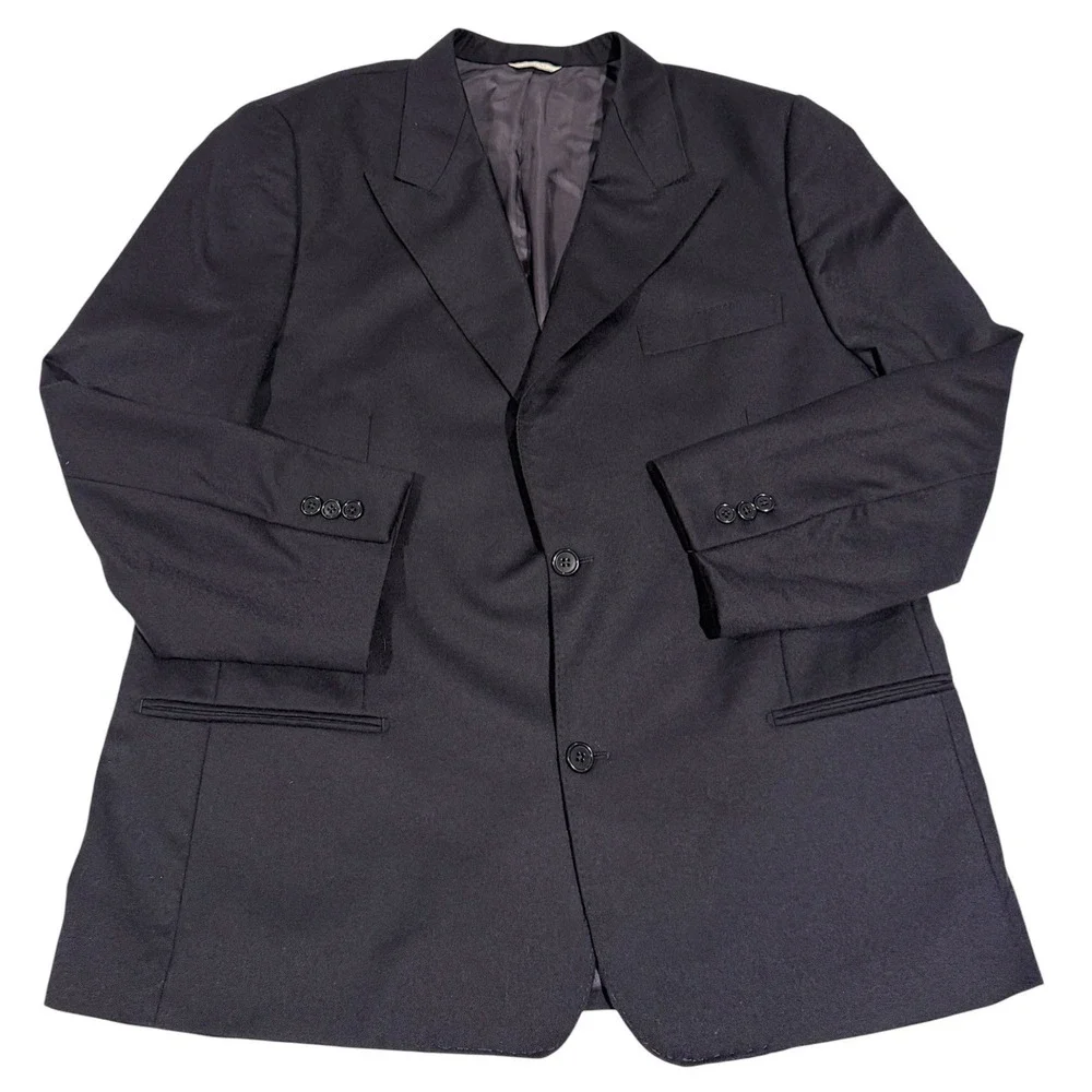 Everett Hall Navy Blue Blazer Loro Piana‎ Super 130s Wool Made in Italy Mens 46R